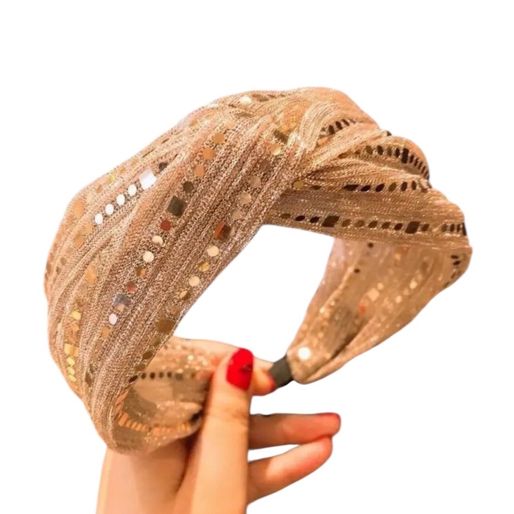 Pink Sequined Knotted Headband